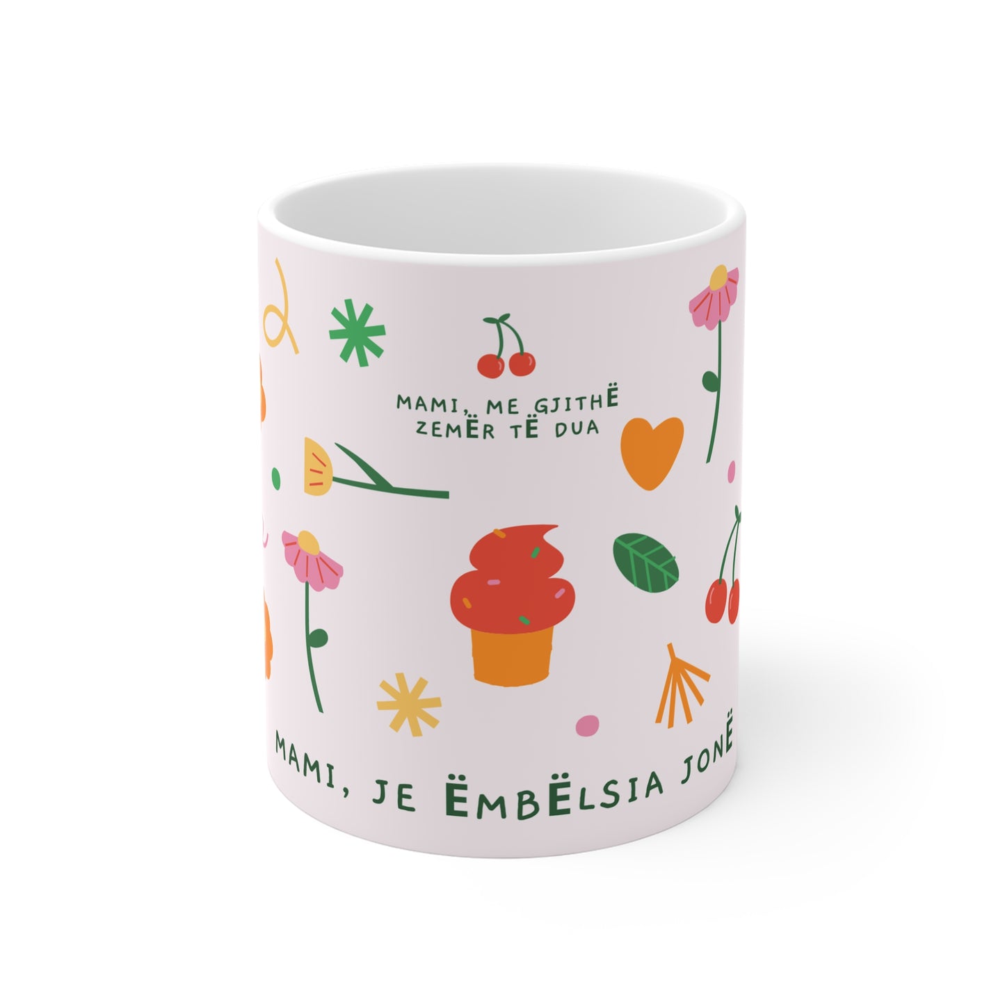 Mami, Me Gjithe Zemer Te Dua Mug Mother’s Day Gift | Sweet Illustrated Ceramic Mug