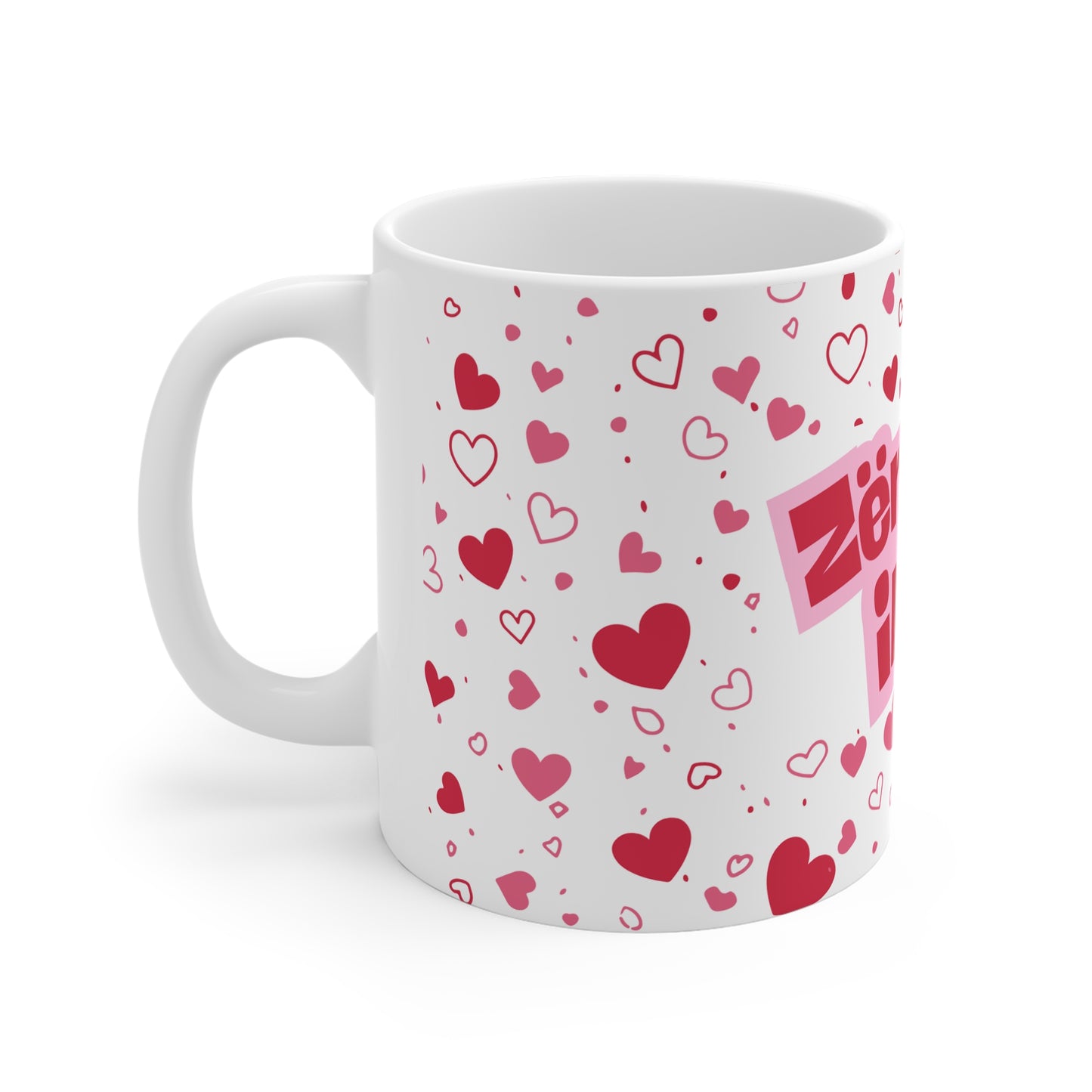 Zemra Ime Mug Pink Heart Pattern | Love Message Mug