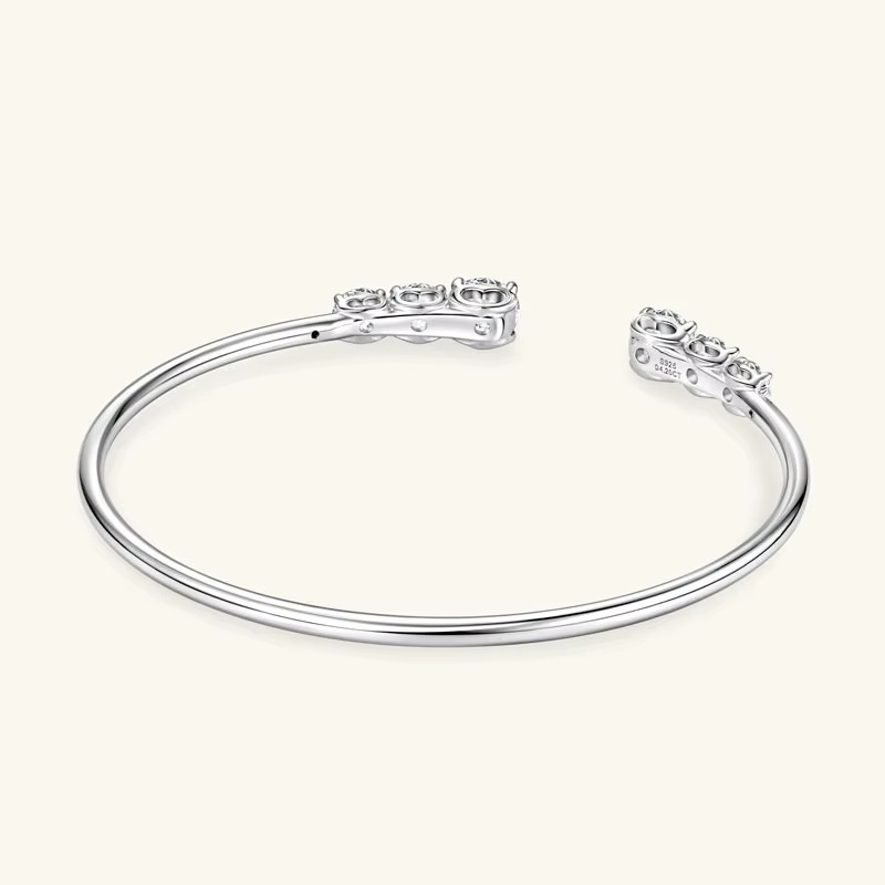 Moissanite Certified Cuff Bangle | 925 Sterling Silver | Women's Luxury Jewellery Gift