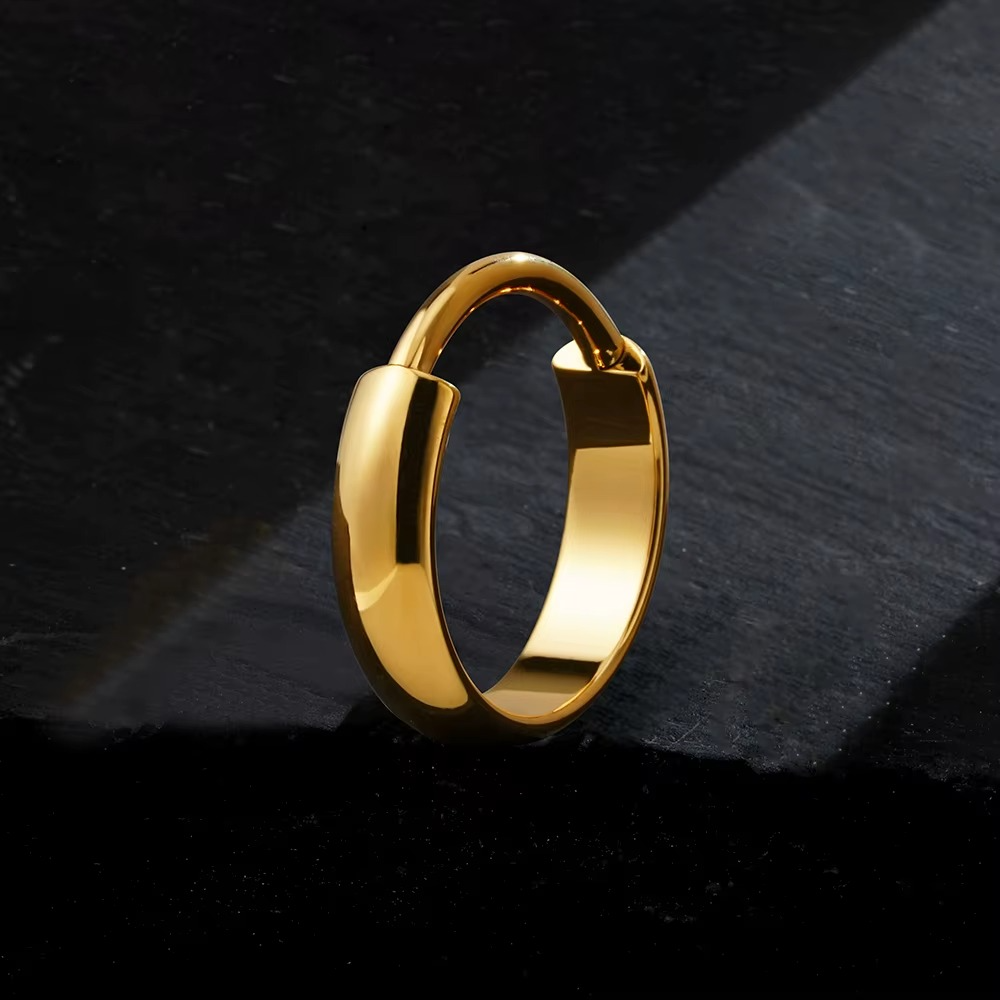 Wide Titanium Conch Clicker Earrings ASTM F136 Titanium | Chunky Cartilage Hoop Earrings