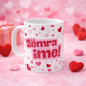 Zemra Ime Mug  Pink Heart Pattern | Love Message Mug