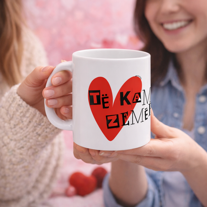 Te Kam Zemer Mug Red Heart Design | Love Message Mug