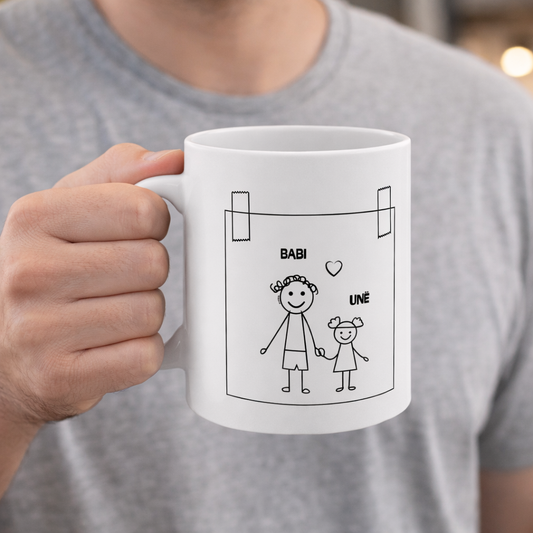 Babi & Unë Mug  Sweet Father–Child Illustration | Minimal Love Mug