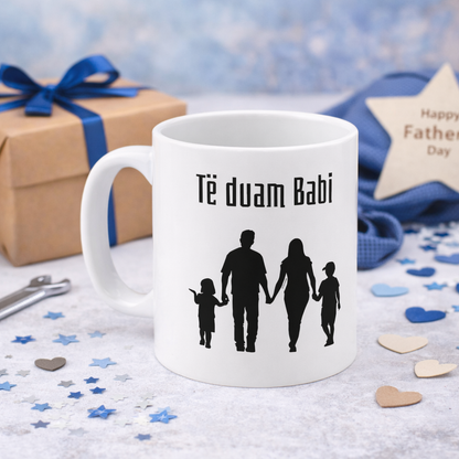 Të Duam Babi Family Mug  Family Silhouette Design | Father Love Mug