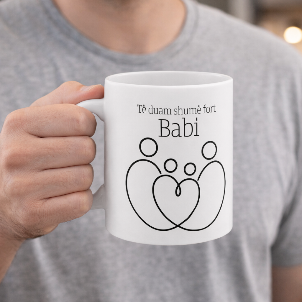 Të Duam Shumë Fort Babi Mug  Minimal Family Line Art | Father Love Mug
