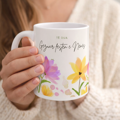 Te Dua – Gezuar festen e Nenes Floral Mug  Mother’s Day Gift | Elegant Ceramic Keepsake