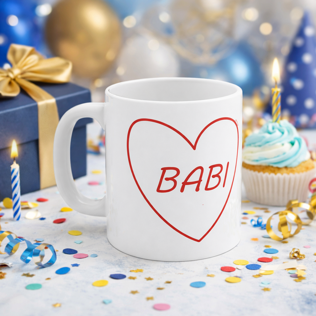Babi Love Heart Mug Red Heart Design | Fathers Day Love Birthday Mug