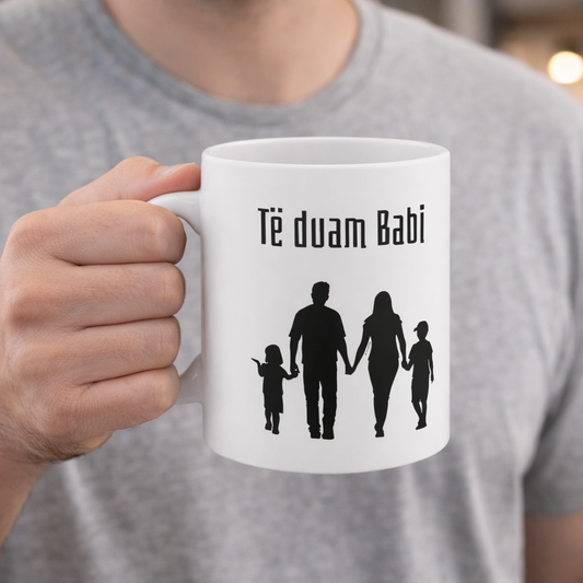 Të Duam Babi Family Mug  Family Silhouette Design | Father Love Mug