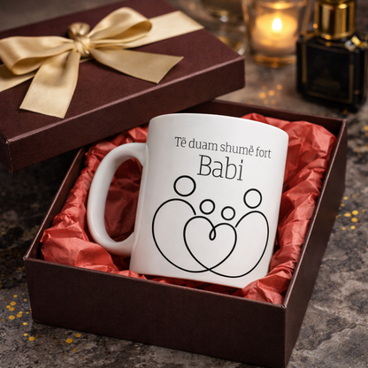 Të Duam Shumë Fort Babi Mug  Minimal Family Line Art | Father Love Mug