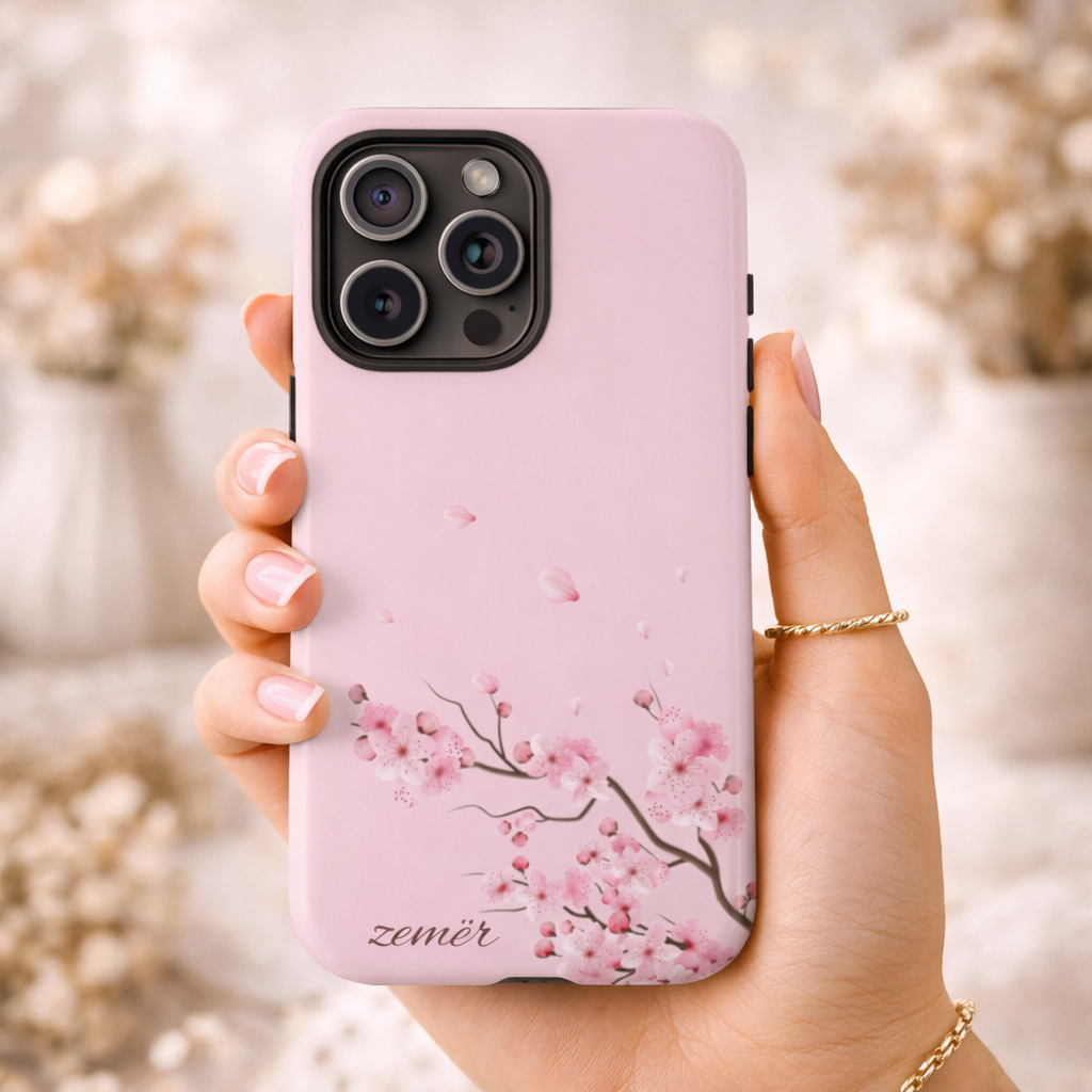 Zemër Floral iPhone Case – Pink Blossom Design