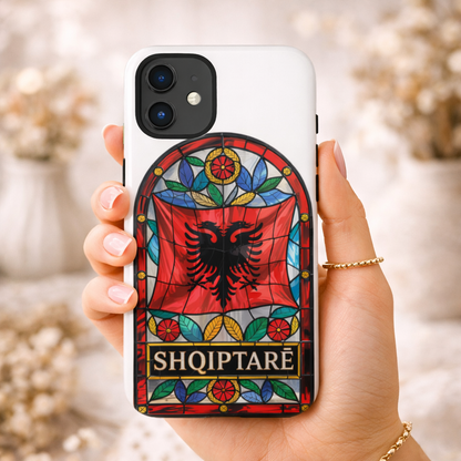 Shqiptarë iPhone Case – Stained Glass Albanian Flag Design