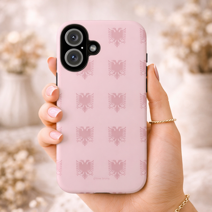Pink Albanian Eagle Phone Case  Soft Pink Albanian Flag Pattern | Minimal Everyday Protection