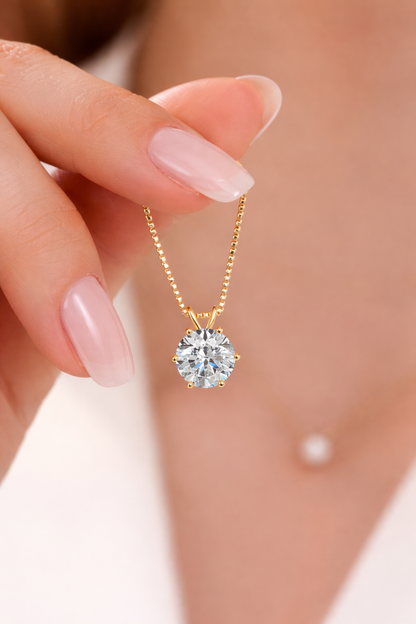 Certified Moissanite Solitaire Necklace  0.5–5ct | 925 Sterling Silver Luxury Pendant