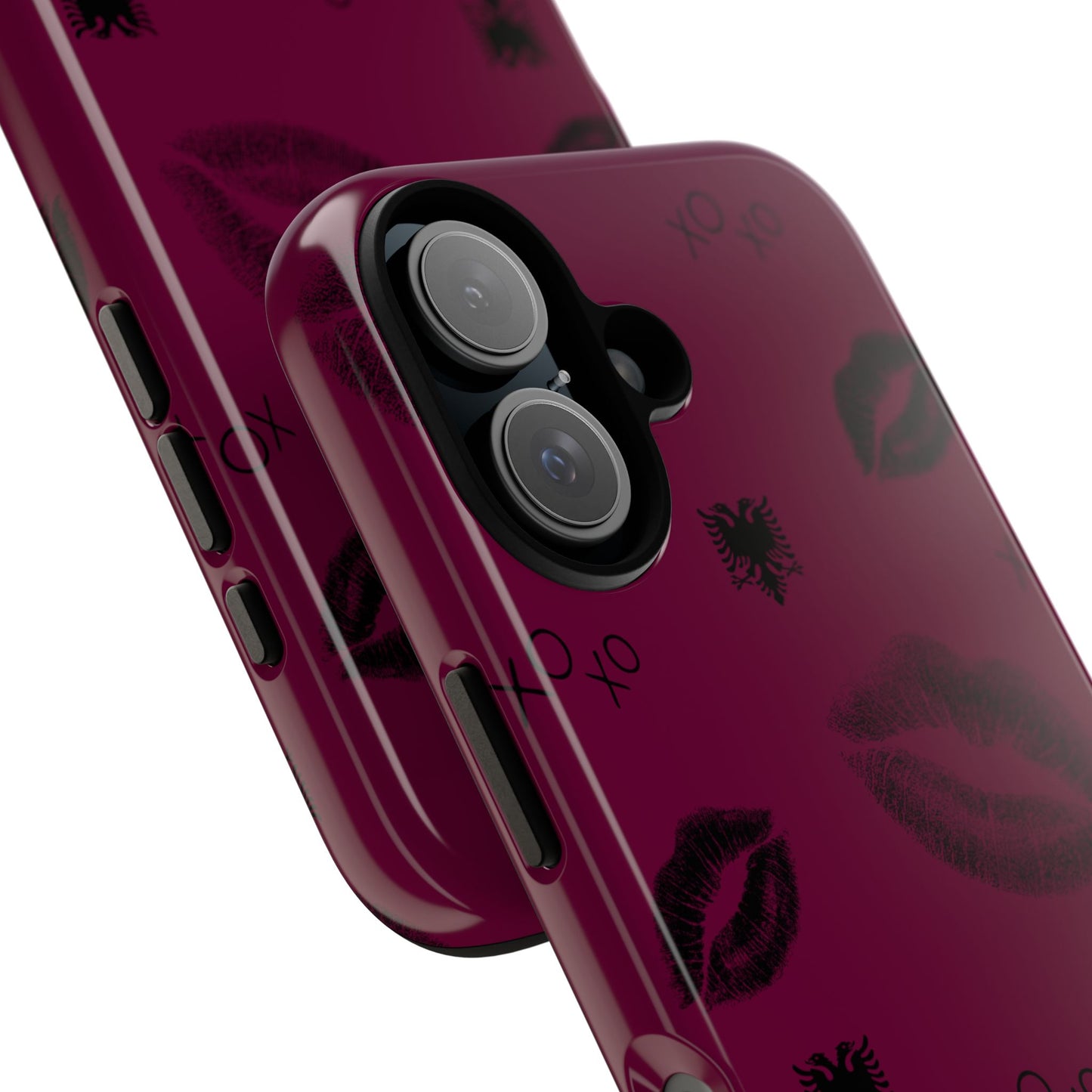 Kiss Kiss Albania Phone Case Burgundy Kiss Print | Albanian Inspired iPhone Case