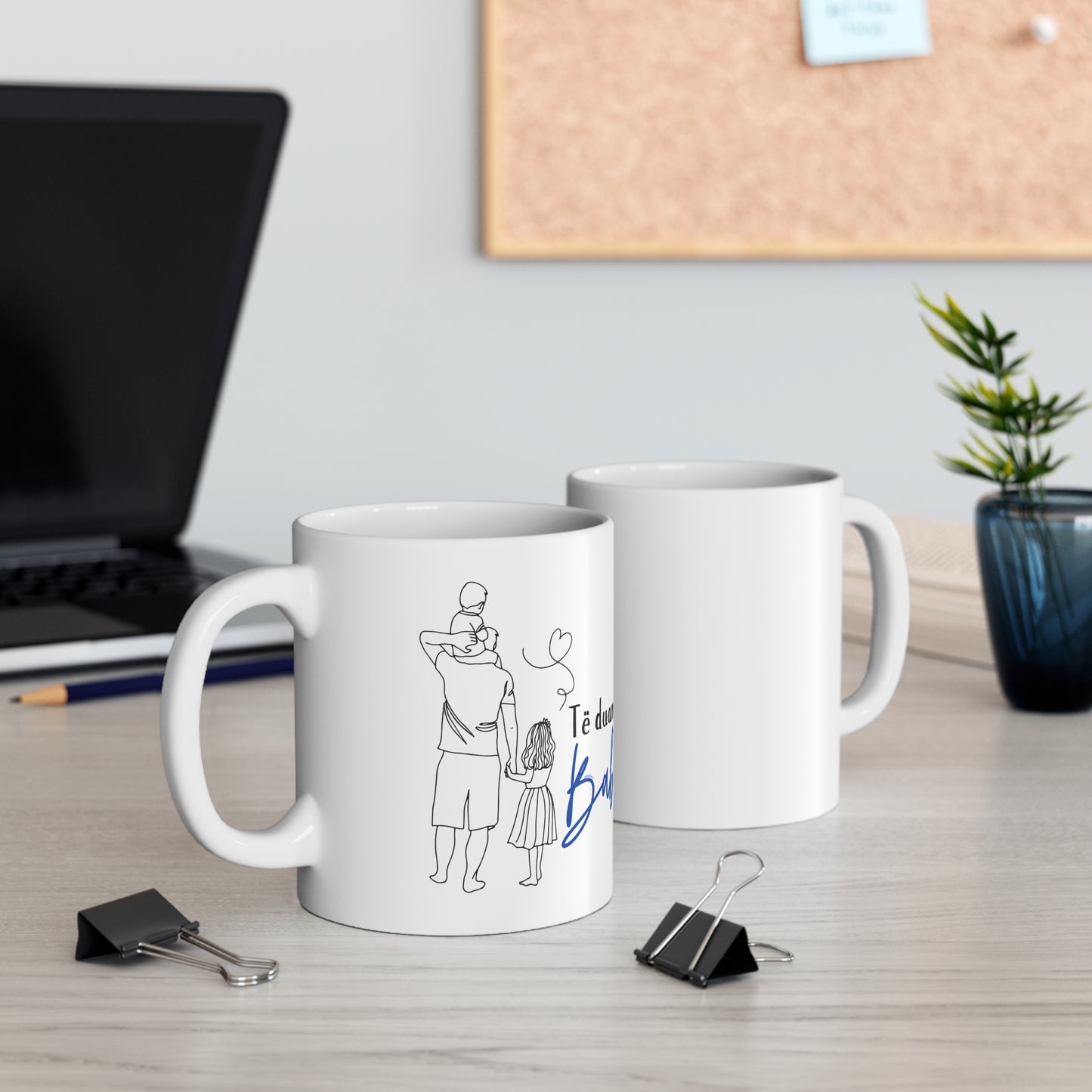 Të Duam Babi Mug Father & Children Line Art | Heartfelt Dad Mug