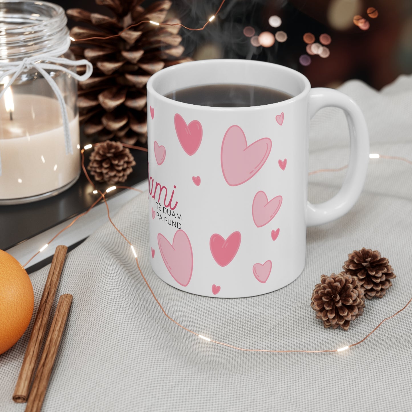 Mami Te Duam Pa Fund Mug  Soft Pink Hearts | Mother’s Day Gift Mug