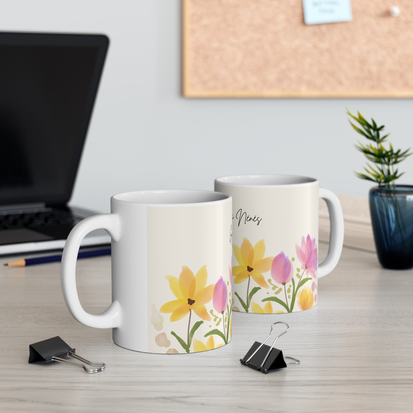 Te Dua – Gezuar festen e Nenes Floral Mug  Mother’s Day Gift | Elegant Ceramic Keepsake
