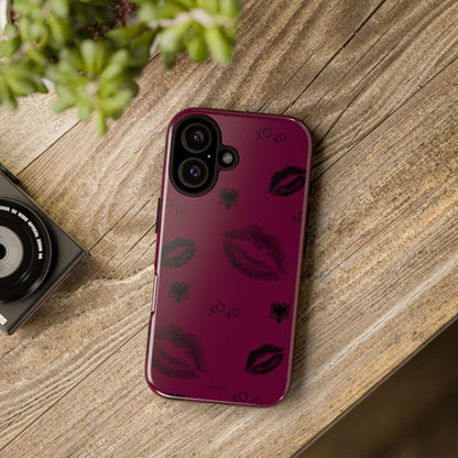 Kiss Kiss Albania Phone Case Burgundy Kiss Print | Albanian Inspired iPhone Case