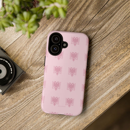 Pink Albanian Eagle Phone Case  Soft Pink Albanian Flag Pattern | Minimal Everyday Protection