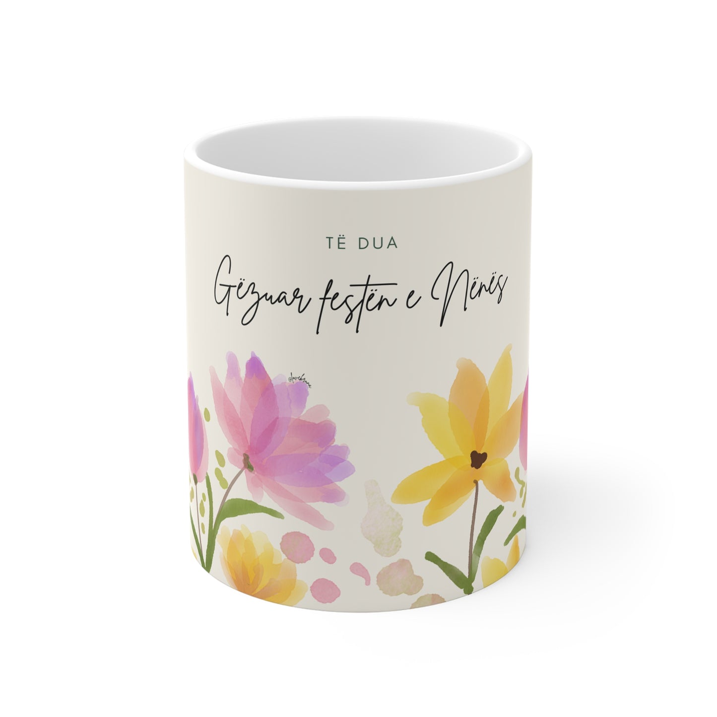 Te Dua – Gezuar festen e Nenes Floral Mug  Mother’s Day Gift | Elegant Ceramic Keepsake