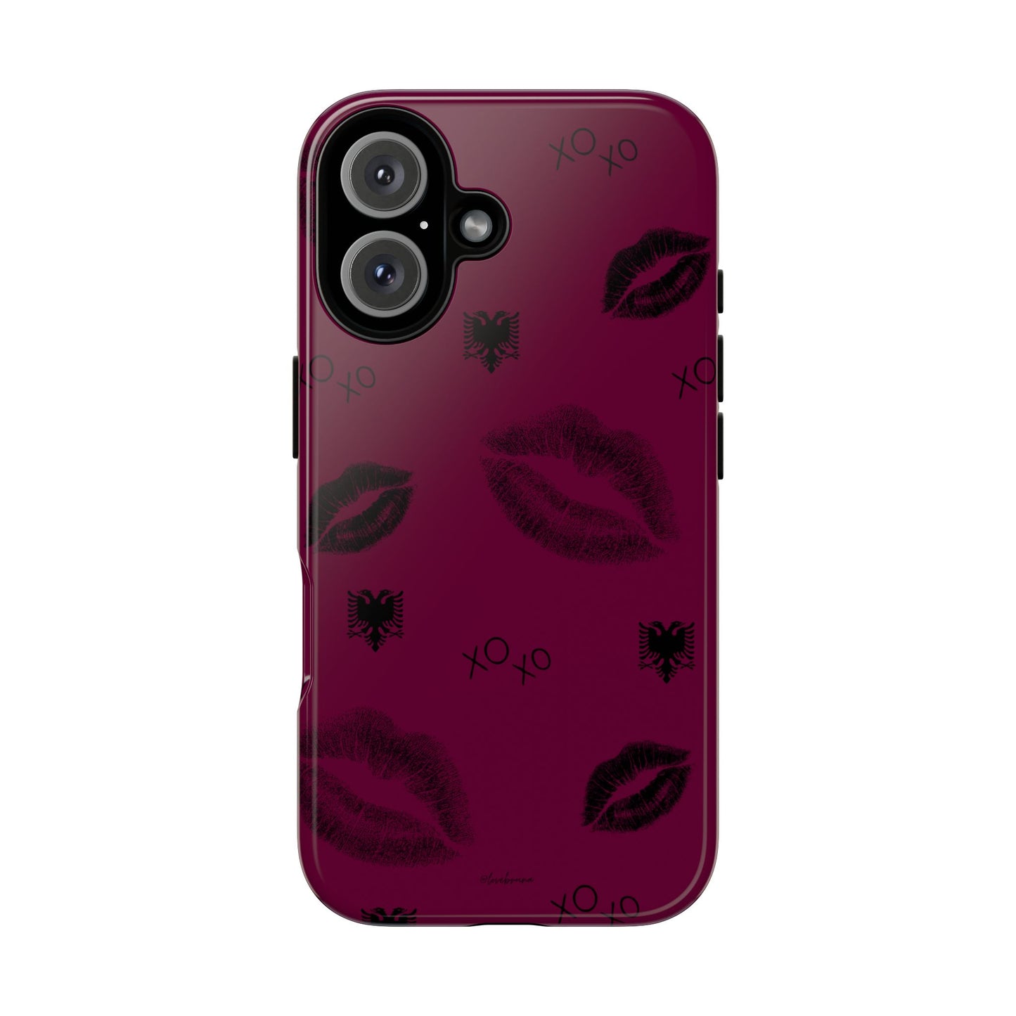 Kiss Kiss Albania Phone Case Burgundy Kiss Print | Albanian Inspired iPhone Case