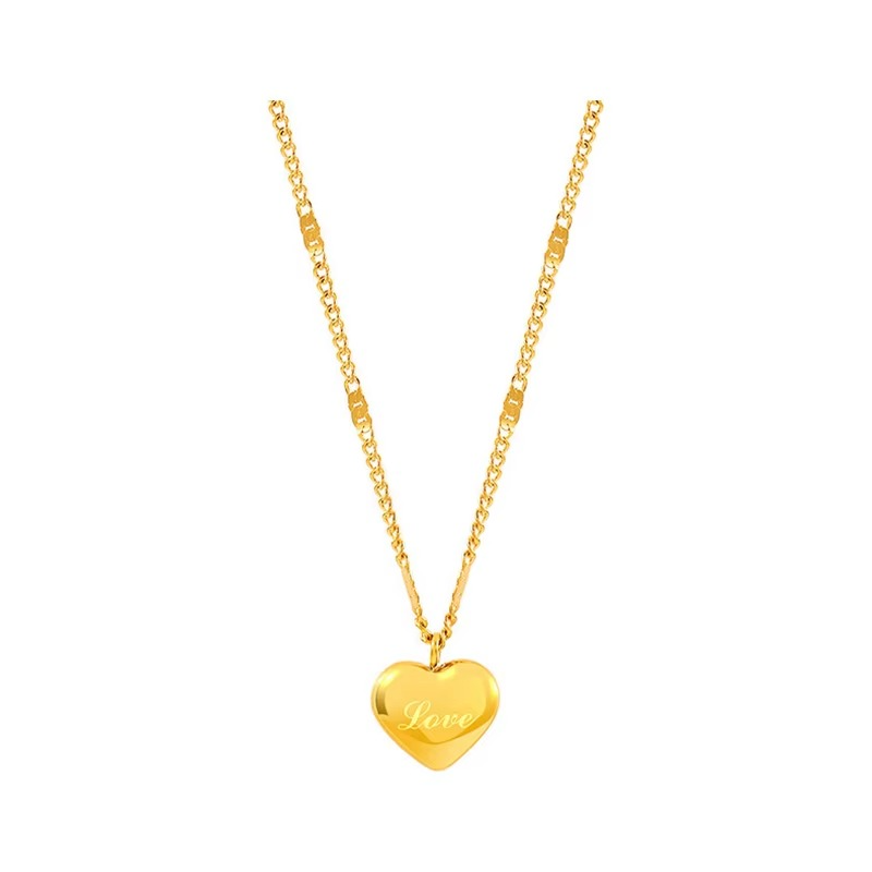 Gold Love Heart Choker Necklace Stainless Steel | Modern Romantic Elegance