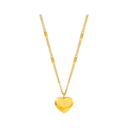 Gold Love Heart Choker Necklace Stainless Steel | Modern Romantic Elegance