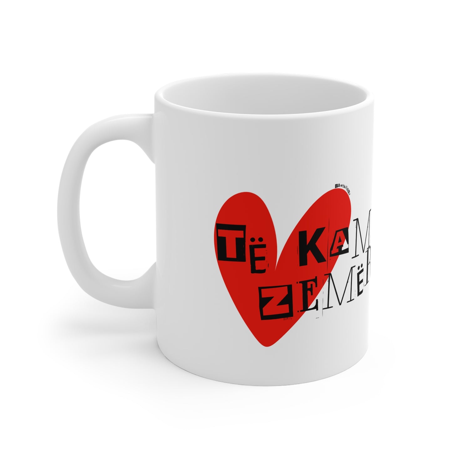 Te Kam Zemer Mug Red Heart Design | Love Message Mug