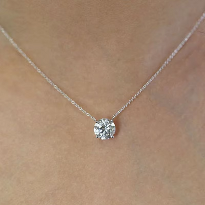 Certified Moissanite Pendant Necklace - S925 Sterling Silver Solitaire Drop Necklace Gift for Her