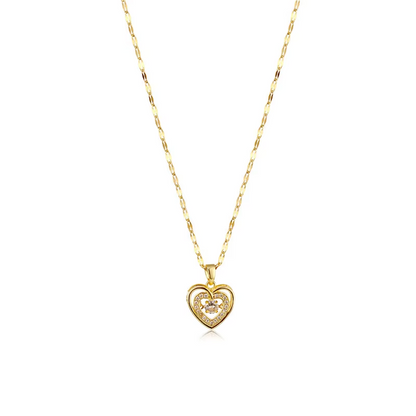 Beating Heart Crystal Pendant Necklace Stainless Steel | Delicate Korean-Inspired Elegance