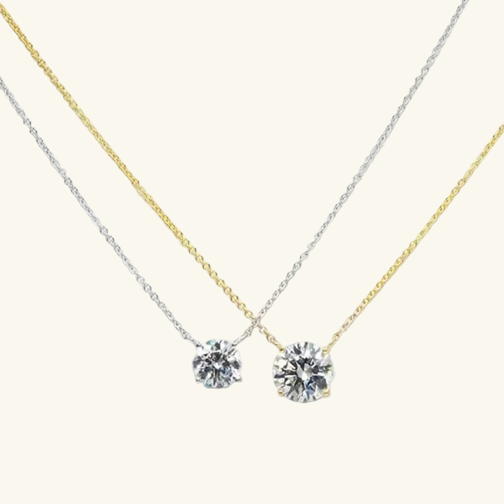 Certified Moissanite Pendant Necklace - S925 Sterling Silver Solitaire Drop Necklace Gift for Her