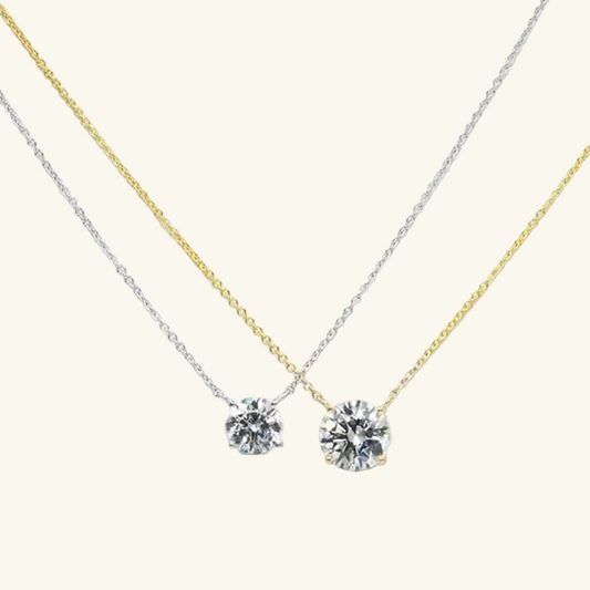 Certified Moissanite Pendant Necklace - S925 Sterling Silver Solitaire Drop Necklace Gift for Her