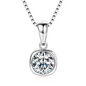 Moissanite Certified Cushion Bezel Pendant Necklace | 925 Sterling Silver | Box Chain
