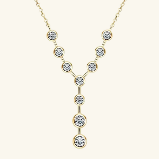 Moissanite Certified Cross Constellation Necklace | 925 Sterling Silver & 18K Gold Plated | Bezel Set Pendant