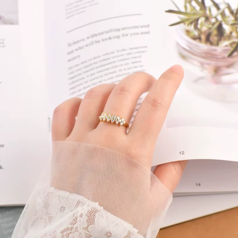 Moissanite Certified Cluster Constellation Ring | 925 Sterling Silver | 18K Gold & Silver | Women's Dainty Ring