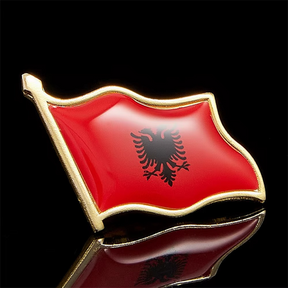 Albanian Flag Minimal Metal Brooch | National Pride Accessory