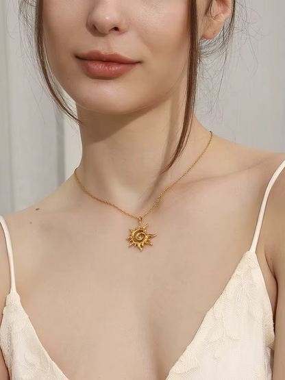 Sunshine Solar Spiral Pendant Necklace Gold-Tone Finish | Luxe Celestial Jewellery