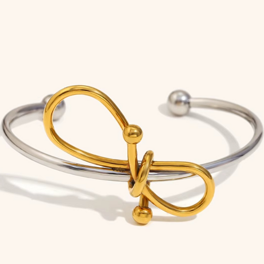 Infinity Knot Cuff Bracelet Gold & Silver Tone | Luxe Sculptural Jewellery
