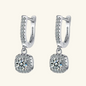 Moissanite Certified Halo Drop Huggie Earrings | 925 Sterling Silver | Cushion Halo Dangle | Women's Luxury Jewellery Gift