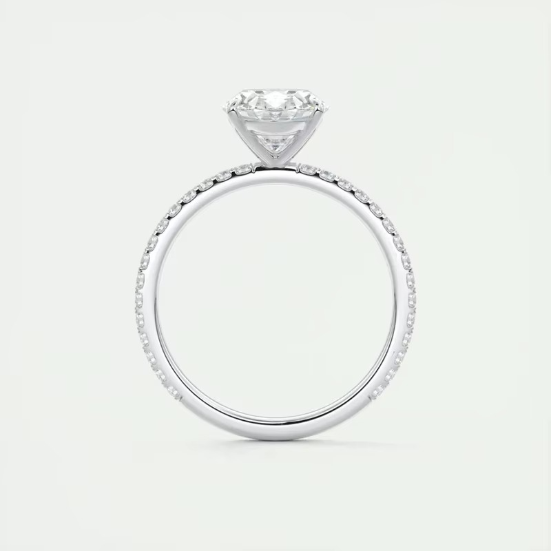 Oval Moissanite Engagement Ring | 925 Sterling Silver | 18K Gold & Silver | Pavé Band | Certified Solitaire Ring