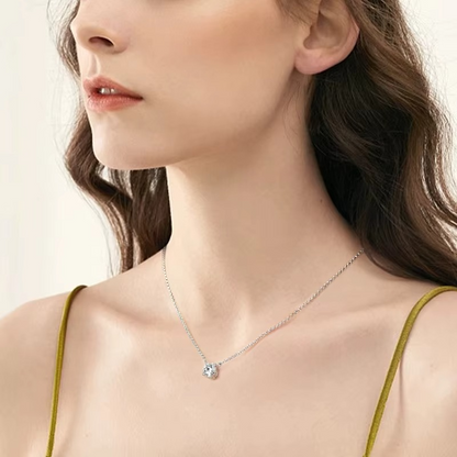 Certified Moissanite Pendant Necklace - S925 Sterling Silver Solitaire Drop Necklace Gift for Her