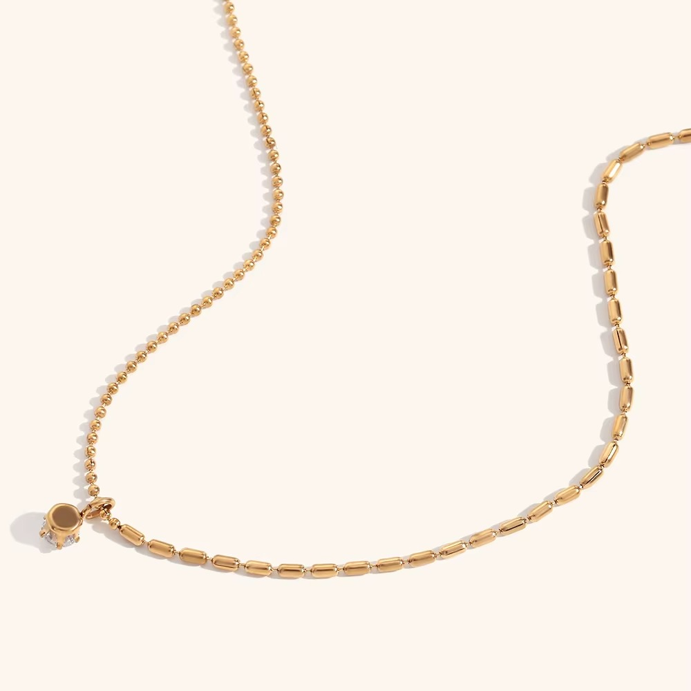 Solitaire Drop Pendant Necklace Gold-Tone Finish | Refined Minimal Jewellery