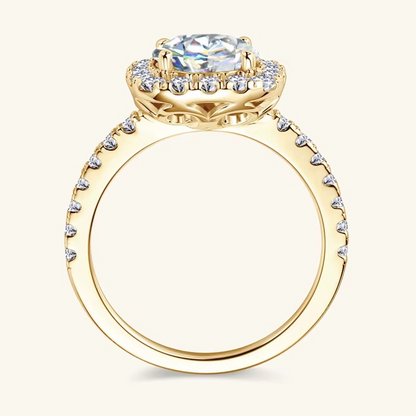 Moissanite Cushion Halo Engagement Ring | 925 Sterling Silver | 18K Gold & Silver | Pavé Band | Certified Luxury Ring