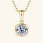 Moissanite Certified Cushion Bezel Pendant Necklace | 925 Sterling Silver | Box Chain