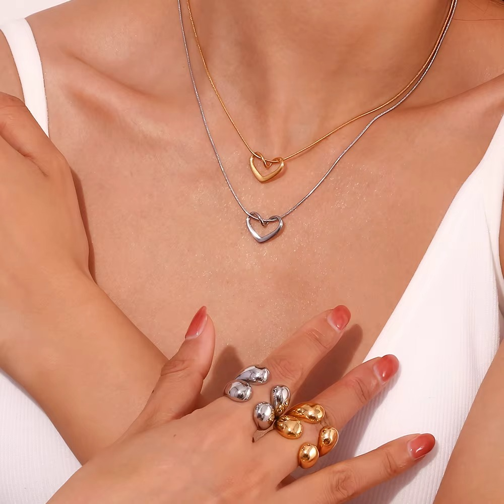 Interlinked Heart Pendant Necklace Gold & Silver-Tone Finish | Luxe Modern Romance Jewellery