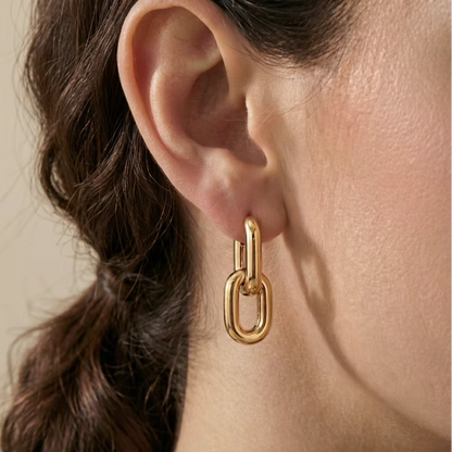 Gold Chain-Link Hoop Earrings Stainless Steel | Modern Sculptural Statement Jewellery