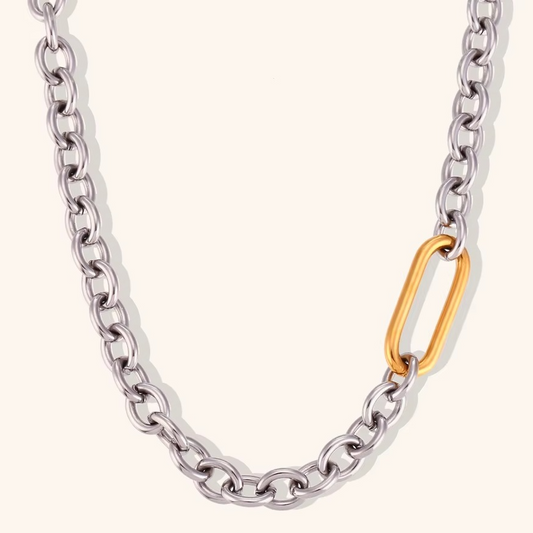 Two-Tone Link Chain Necklace Gold & Silver Finish | Modern Luxe Jewellery