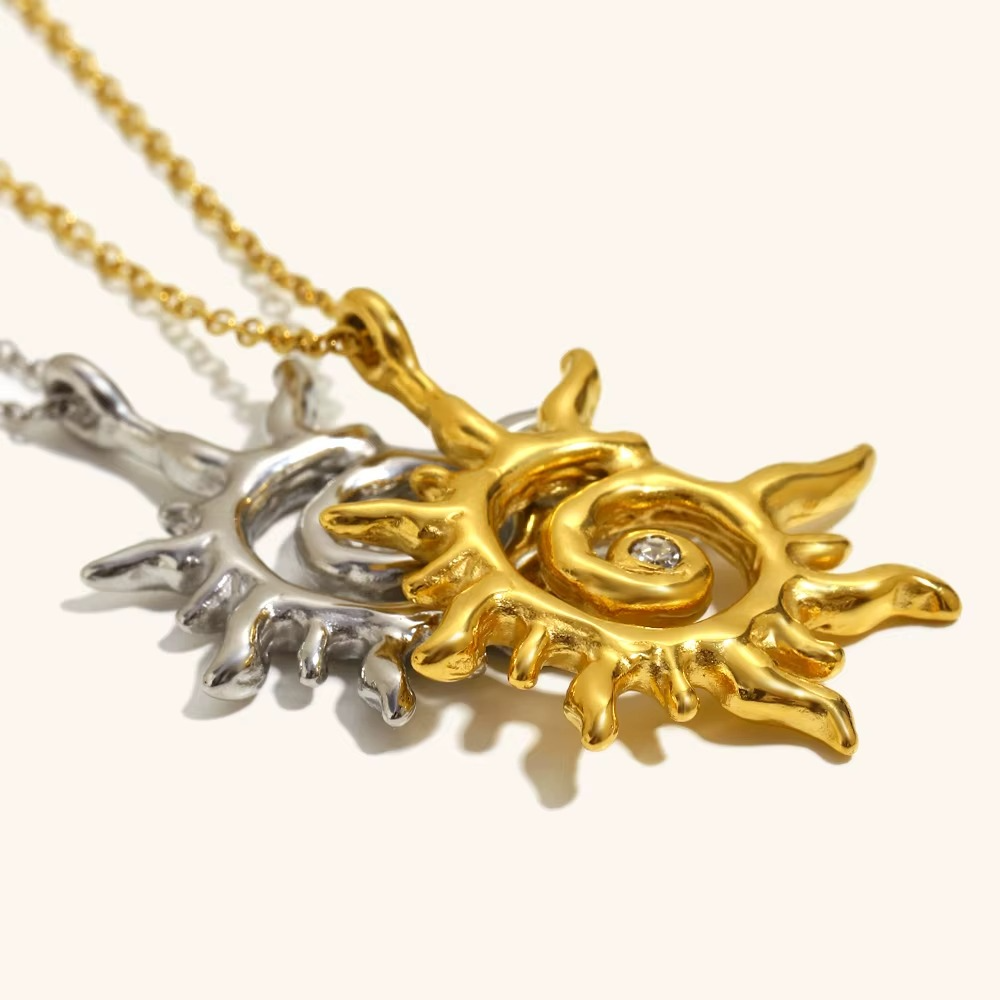 Sunshine Solar Spiral Pendant Necklace Gold-Tone Finish | Luxe Celestial Jewellery
