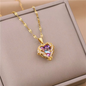 Ocean Heart Crystal Pendant Necklace Colourful Crystal | 316L Stainless Steel Elegance