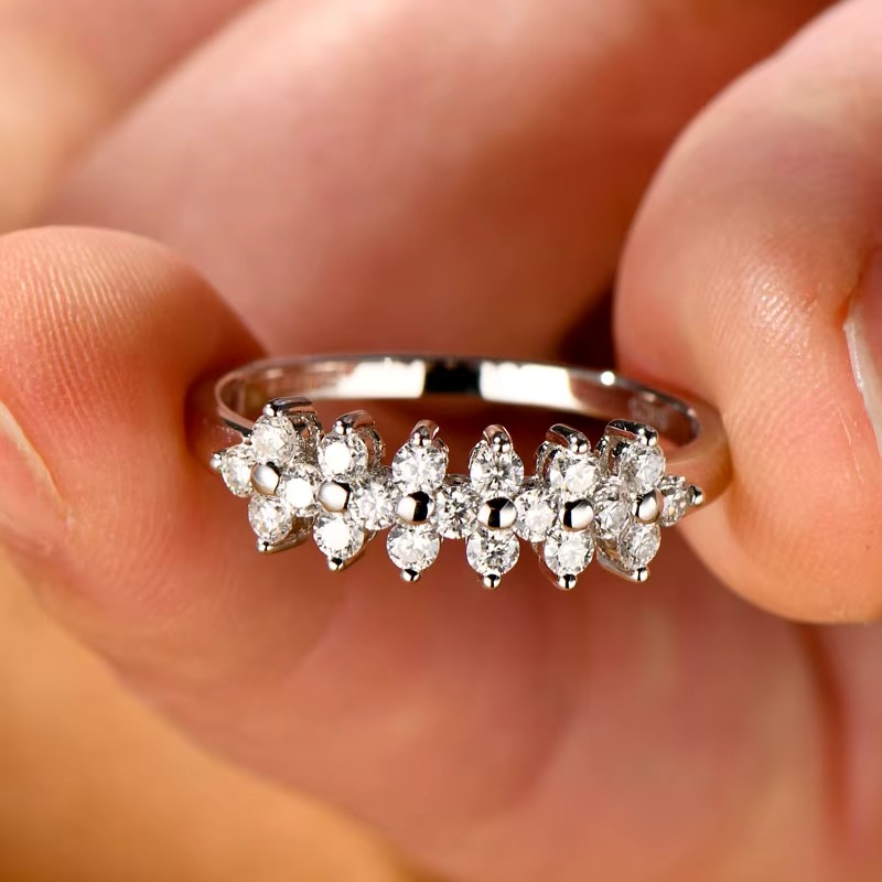 Moissanite Certified Cluster Constellation Ring | 925 Sterling Silver | 18K Gold & Silver | Women's Dainty Ring